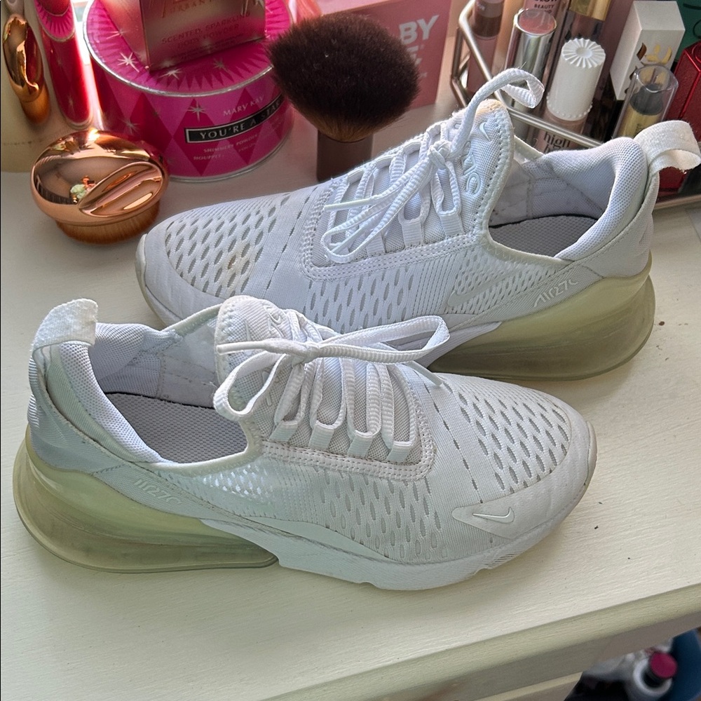 Nike Women's White and Cream Air Max Sneakers